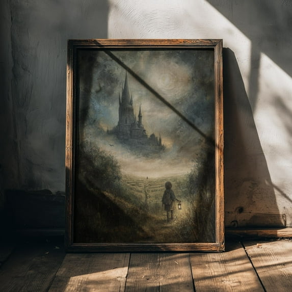 Modroom Dark Fairytale Castle Poster Gothic Autumn Spooky Vintage Wall Art, 8x12 UNFRAMED