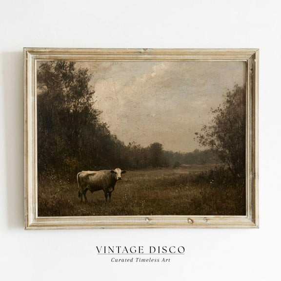 Modroom Dark Moody Fall Art Print - Vintage Landscape Wall Art, Rustic Farmhouse Decor, Cow Fall Pasture Autumn Countryside Print Wall Art, Modern Wall Decor, 16x24 UNFRAMED