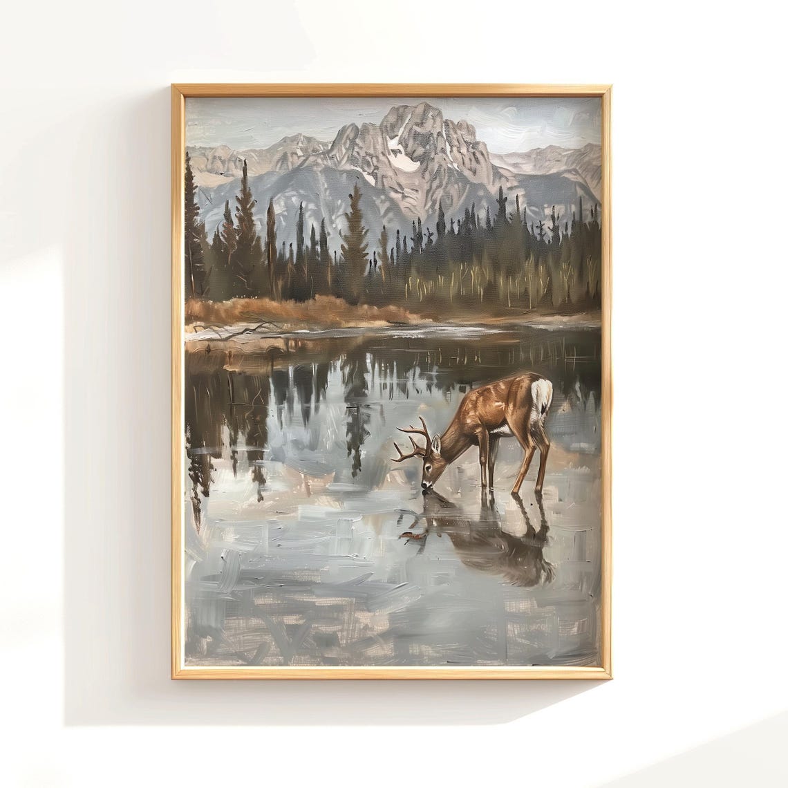 Modroom Deer Buck Poster Print Vintage Hunter Wall Art Rustic Mountain ...