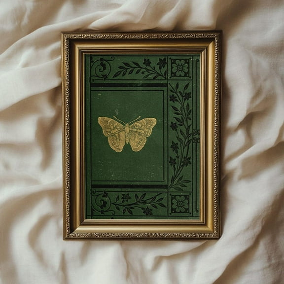 Modroom Emerald Green Old Bookcover Art Print, Eclectic Vintage Wall Decor, 8x12 UNFRAMED