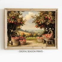 Modroom Fall Art Harvest, Autumn Print, Apple Tree Fall Landscape, Farmhouse Decor, Vintage Rustic Cottagecore Decor, Modern Wall Art Decor, 8x12 UNFRAMED