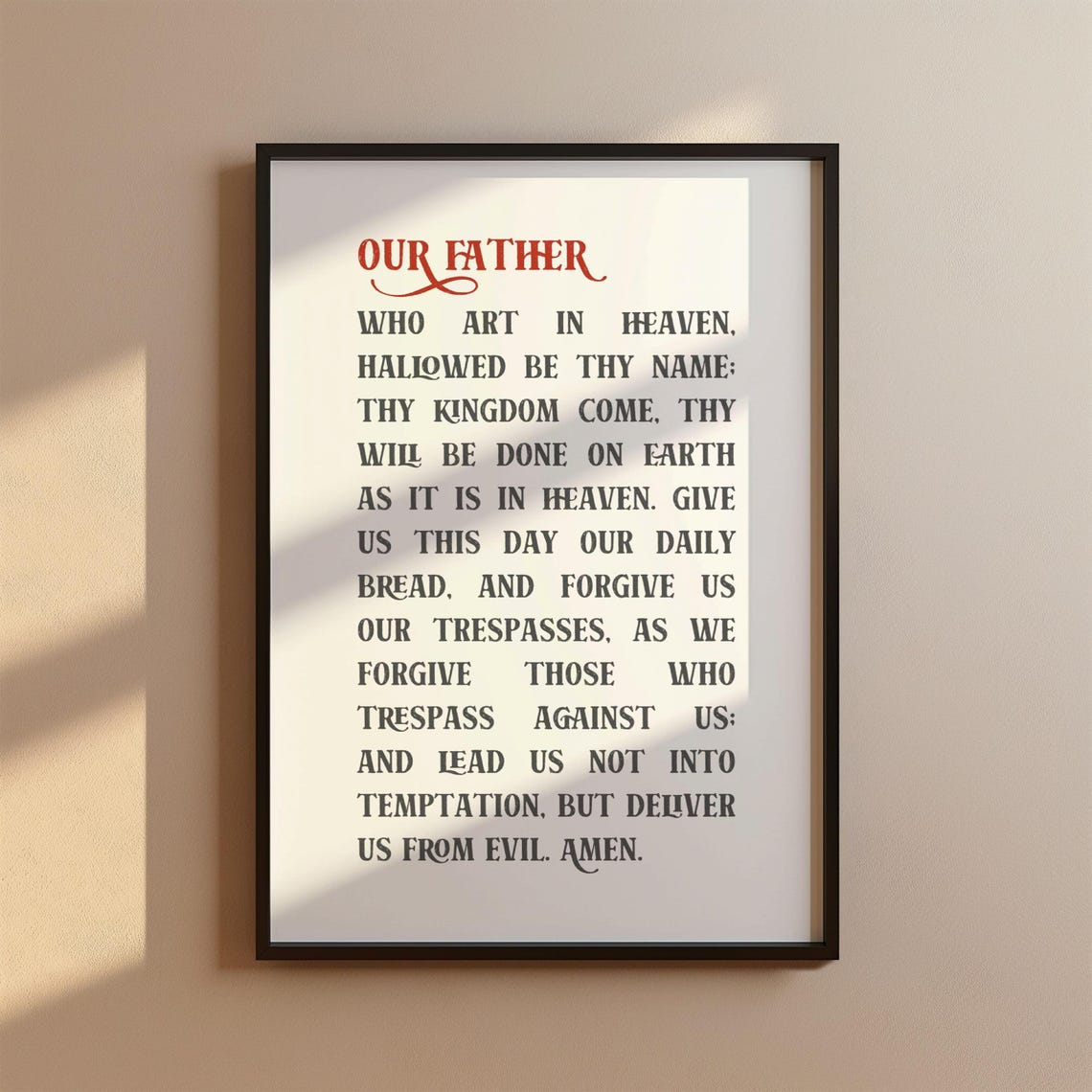 Modroom Our Father Print, Lord’S Prayer Wall Art, Traditional Christian ...