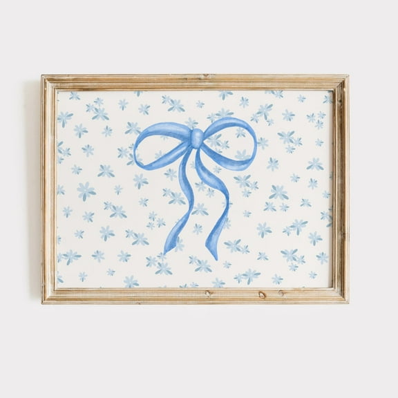Modroom Floral Bow Print, Coquette Room Decor, Coastal Granddaughter Prints, Coastal Wall Art, Trendy Apartment Decor, Cottagecore Dorm Room Art Wall Art, Modern Wall Decor, 8x12 UNFRAMED