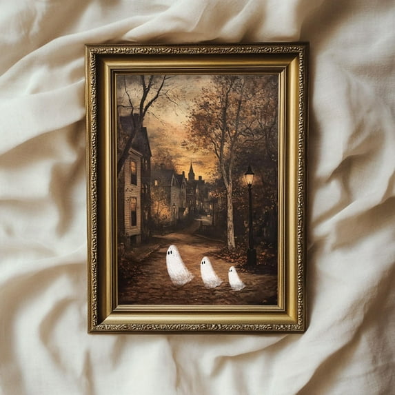 Modroom Ghosts In Salem Massachusetts Winter Holiday Print Vintage Winter Holiday Wall Art, Cottage Fall Wall Decor, 16x24 UNFRAMED