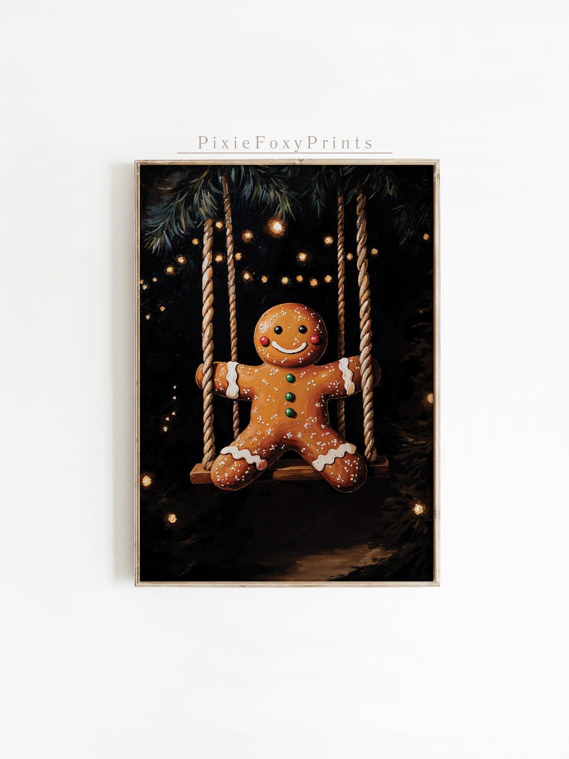 Modroom Gingerbread Man Swing Poster, Winter Holiday Wall Art, Festive ...