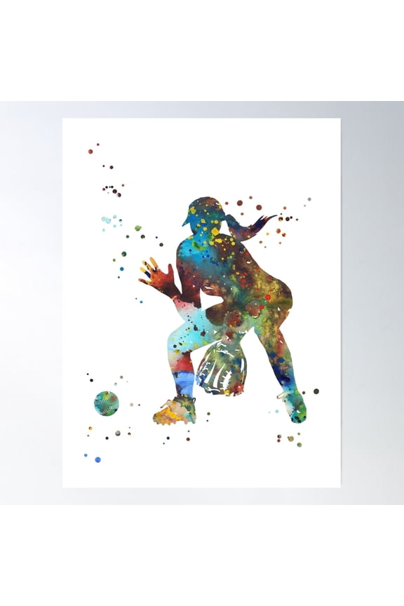 Girl Softball Player Poster Wall Art, Modern Wall Decor, 8x12 UNFRAMED