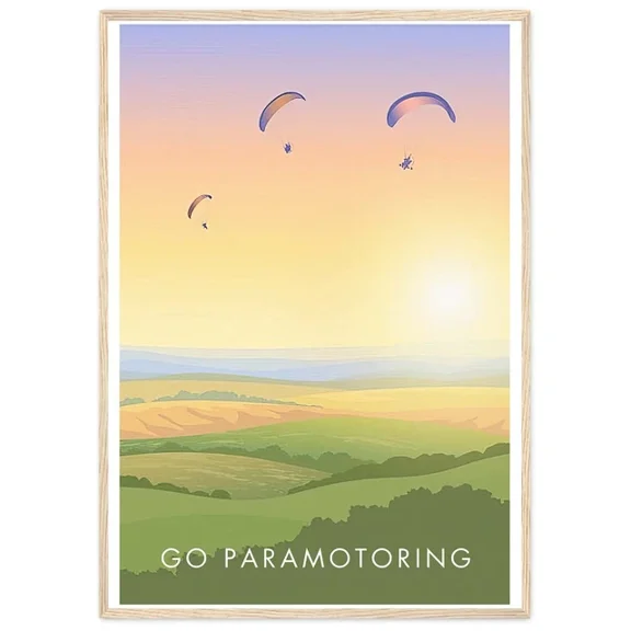 Modroom Go Paramotoring Travel Poster Paragliding Print Powered Paraglider Outdoor Wall Art, Modern Wall Decor, 12x18 UNFRAMED