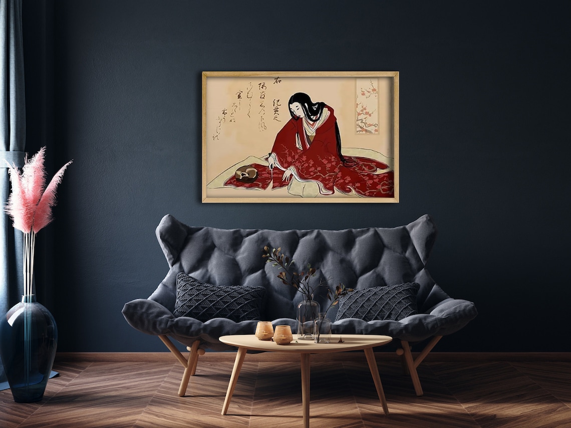 Modroom Japanese Geisha in Red Kimono Art Poster – Traditional ...