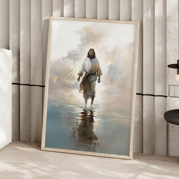 Modroom Jesus Walking On Water Art Print, Christian Living Room Wall ...