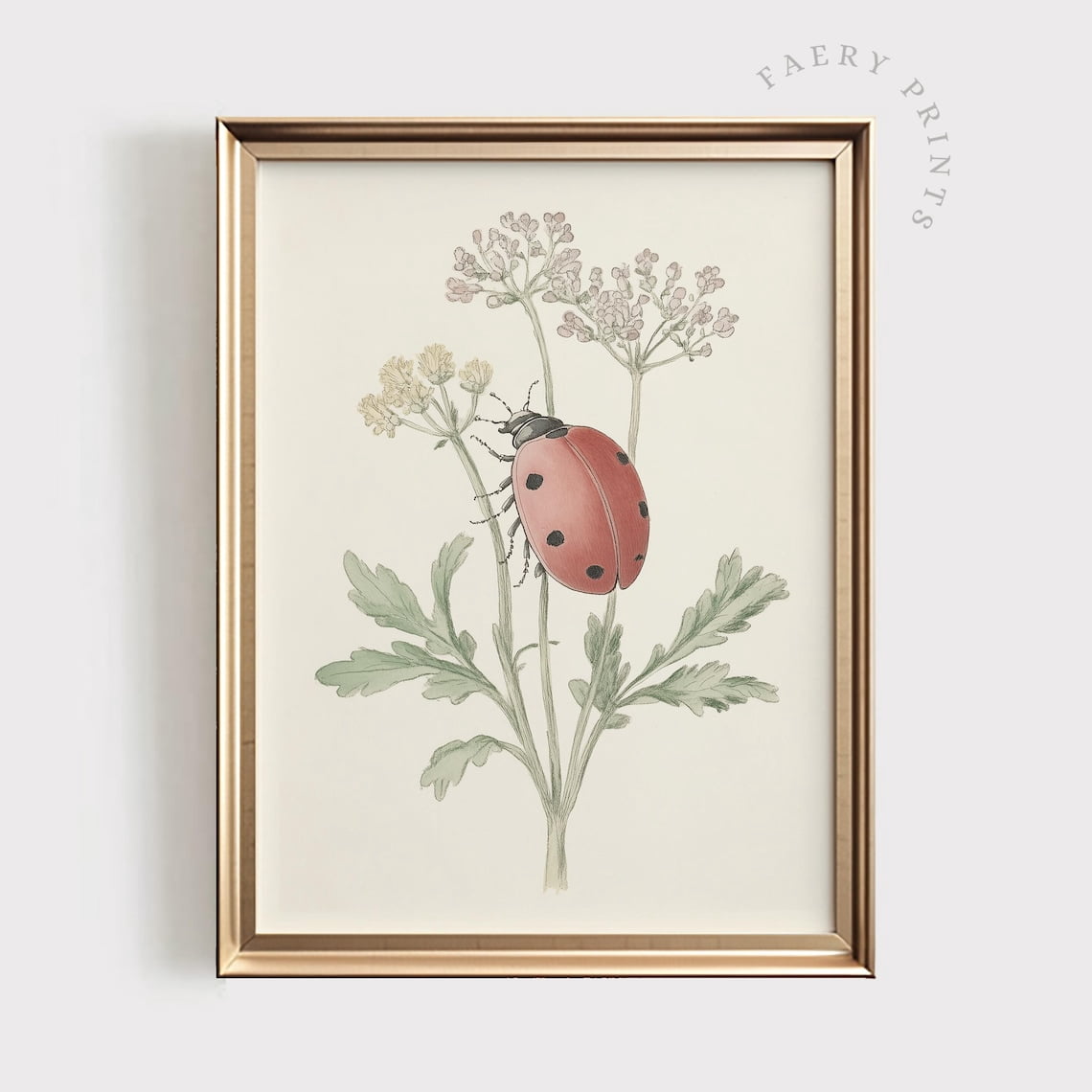 Modroom Ladybug Art | Vintage Botanical | Cottagecore Insect ...