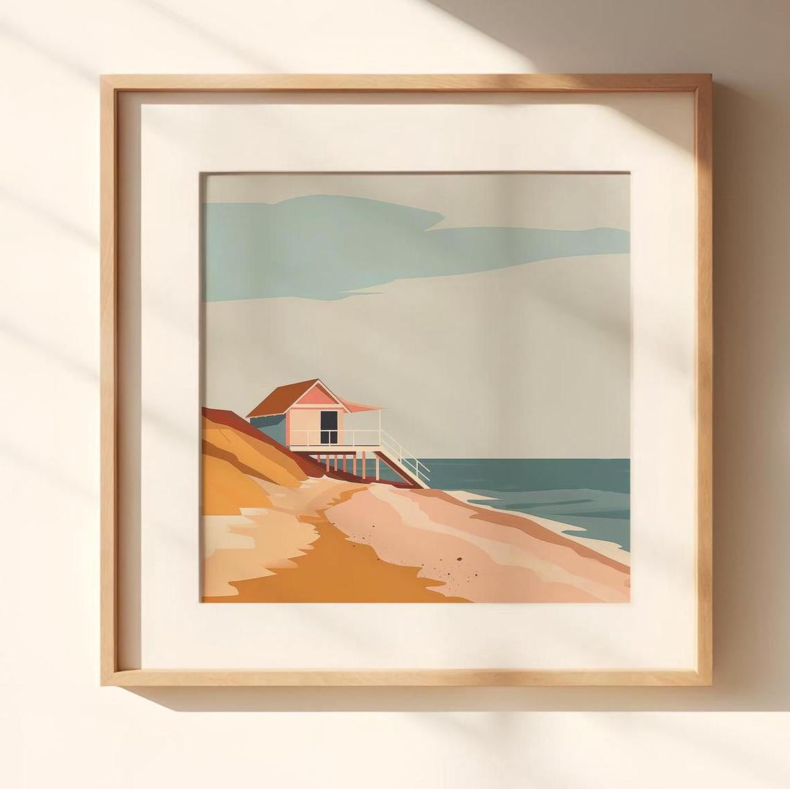 Modroom Minimalist Beach House Print, Coastal Wall Art For Modern Decor ...