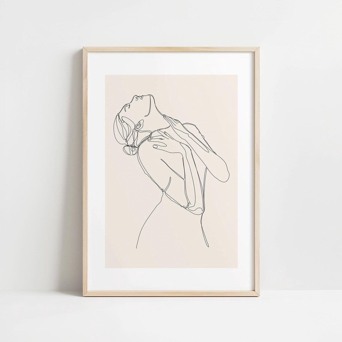 Modroom Minimalist Woman Line Art Print In Blush | Elegant Feminine ...