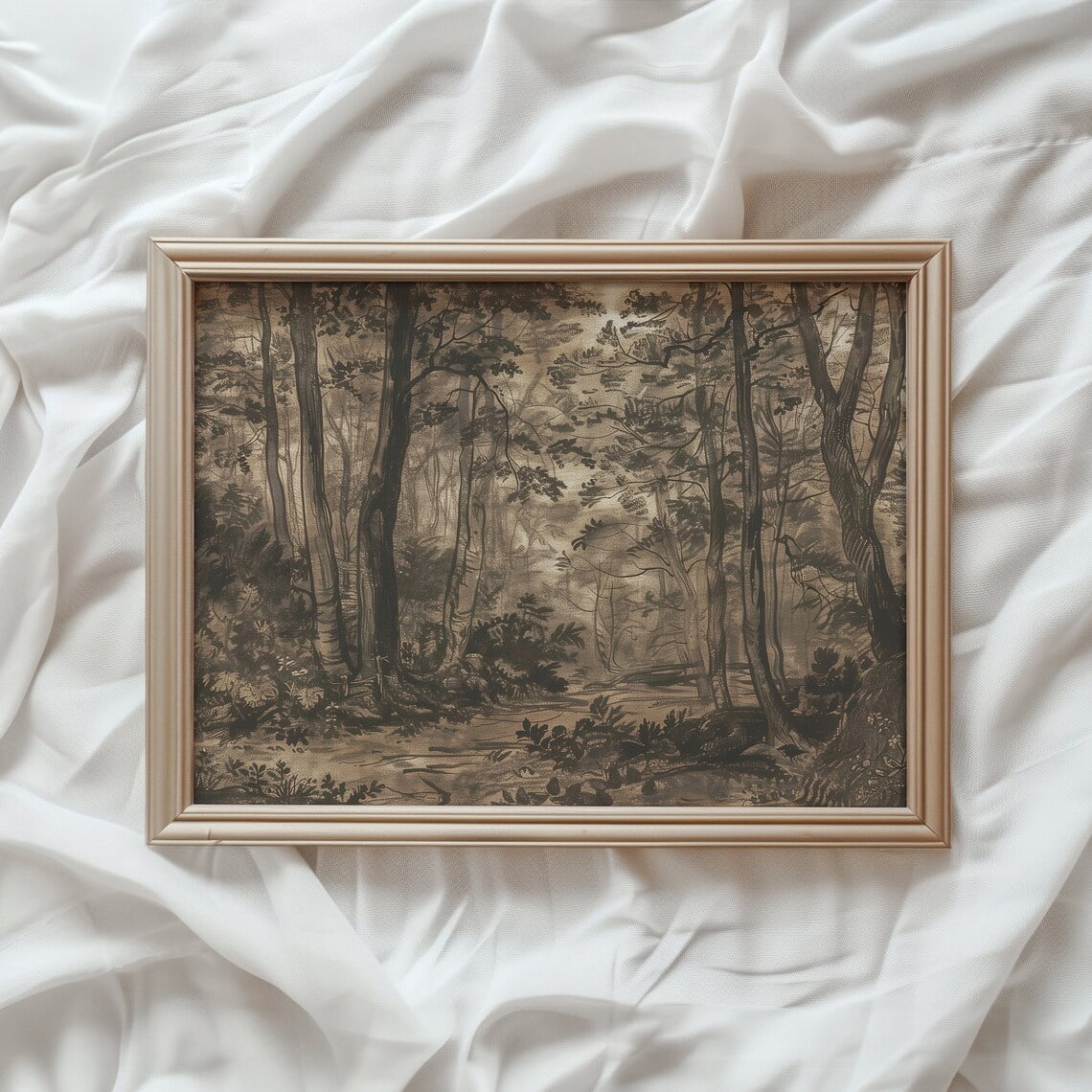 Modroom Moody Antique Landscape Print | Vintage Wall Art | Dark Brown ...