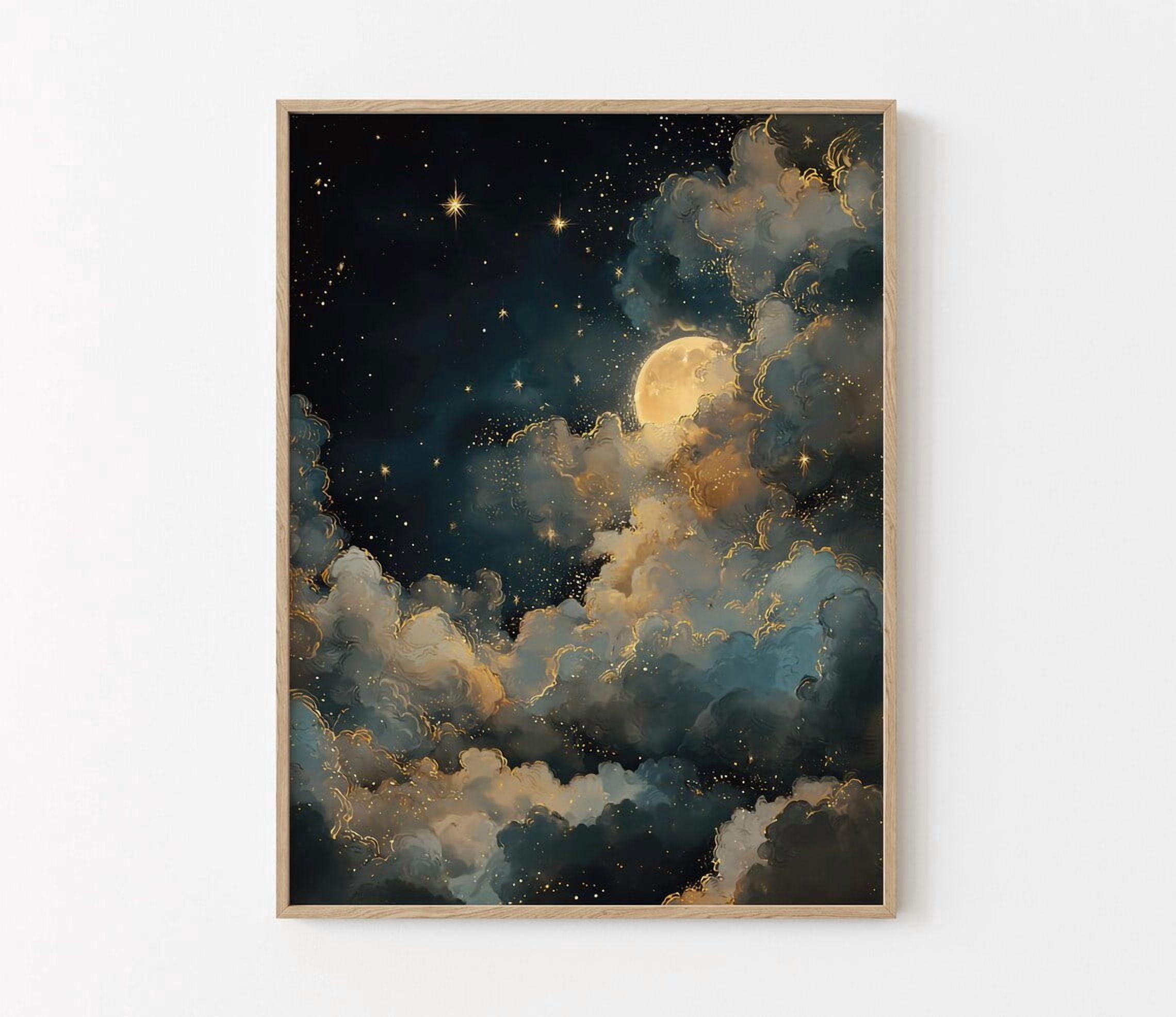 Modroom Moon Celestial Print | Dark Academia Decor | Abstract Night Sky ...