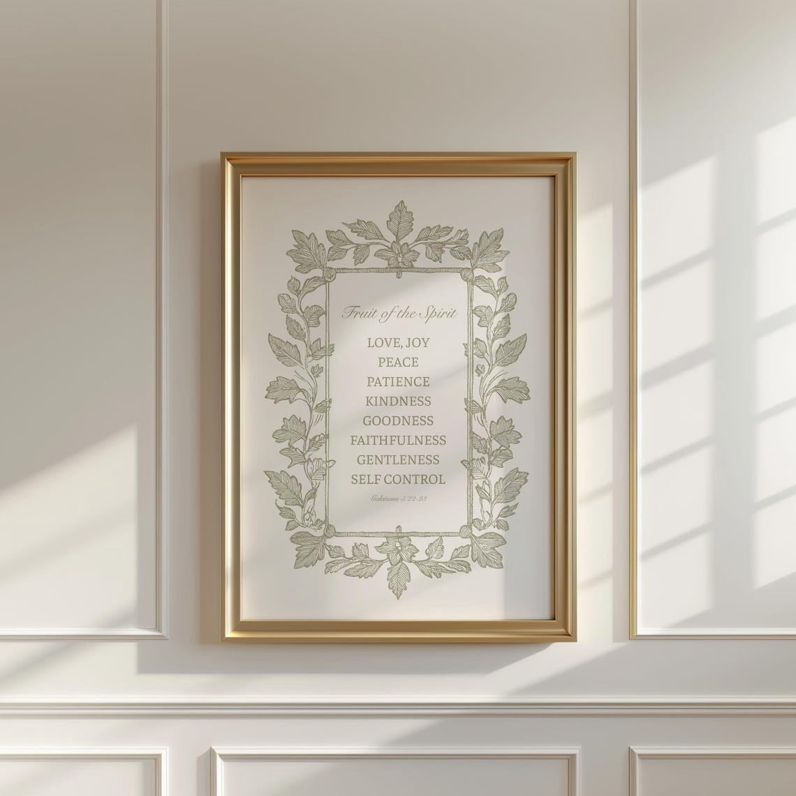 Modroom Olive Green Fruit Of The Spirit Bible Verse Print Vintage ...
