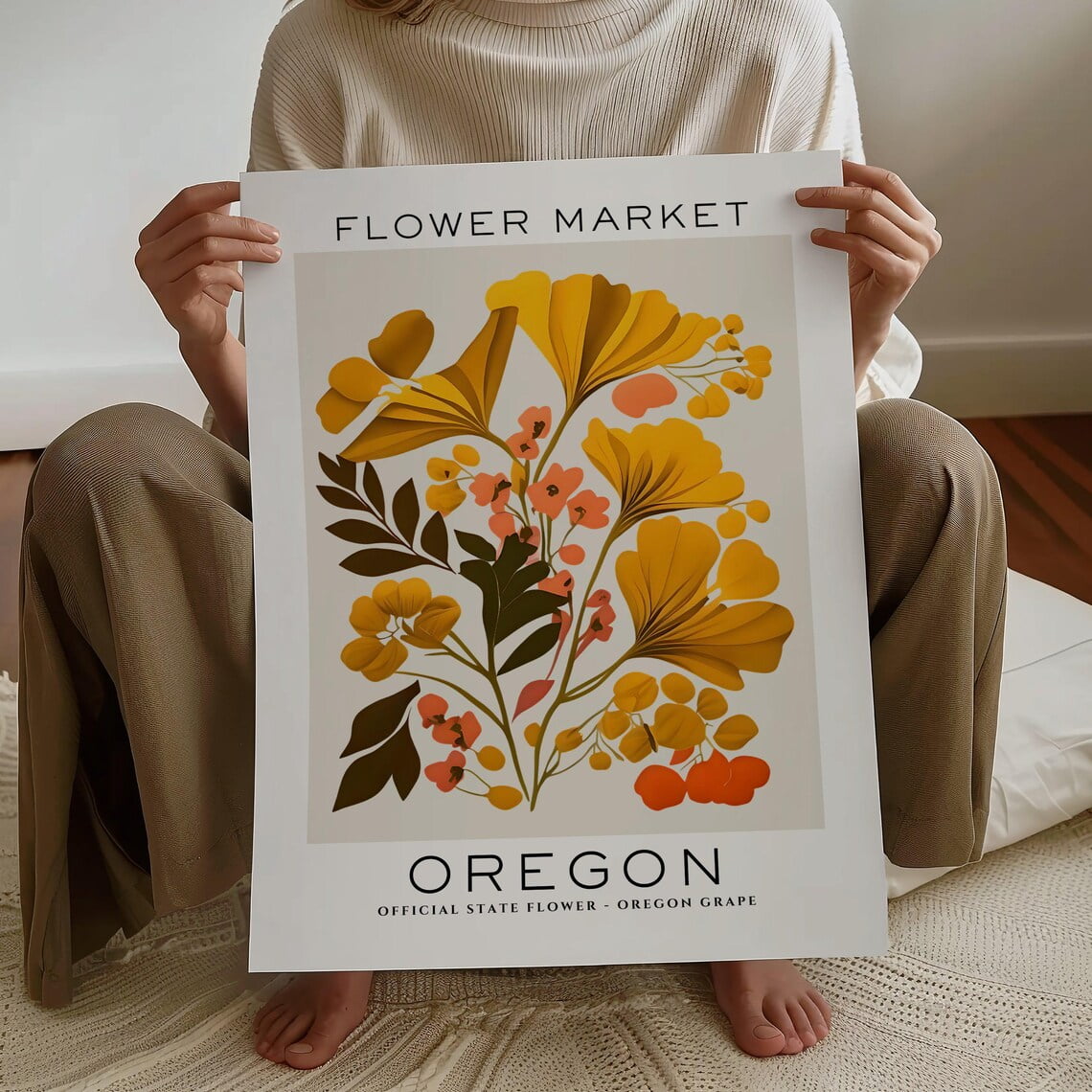 Modroom Oregon State Flower Print, Oregon Flower Market Print, Oregon ...
