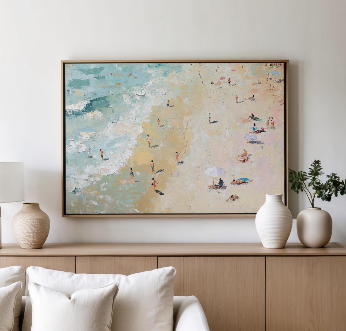Modroom Pastel Beach Poster Abstract Seaside Wall Art Impressionist ...