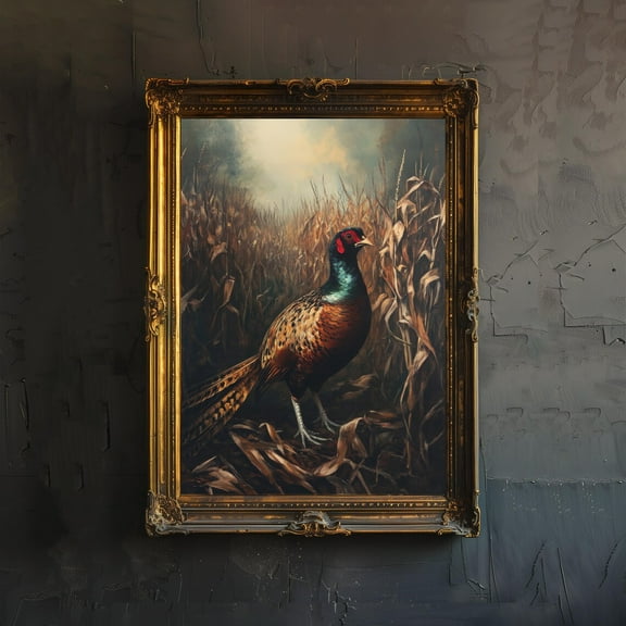 Modroom Pheasant In Field Poster Cottagecore Decor Antique Wildlife Scene Rustic, Modern Wall Art Decor, 12x18 UNFRAMED