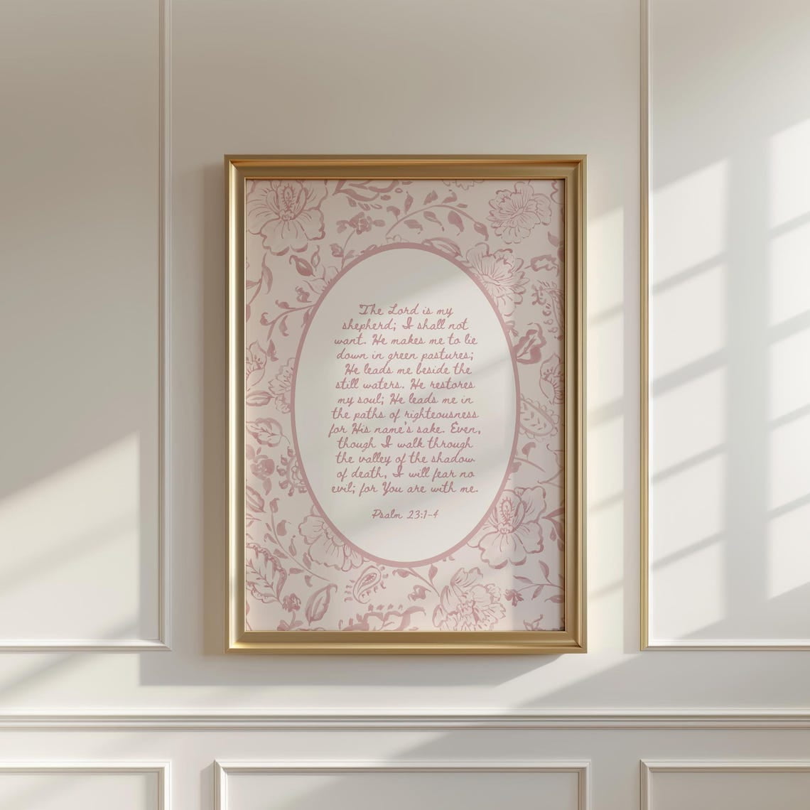 Modroom Pink Psalm 23 Bible Verse Wall Art Christian Nursery Poster Vintage Scripture Print Baptism Gift Girl Room Decor Girly Biblical Artwork Sign Wall Art, Modern Wall Decor, 16x24 UNFRAMED - Walmart.com