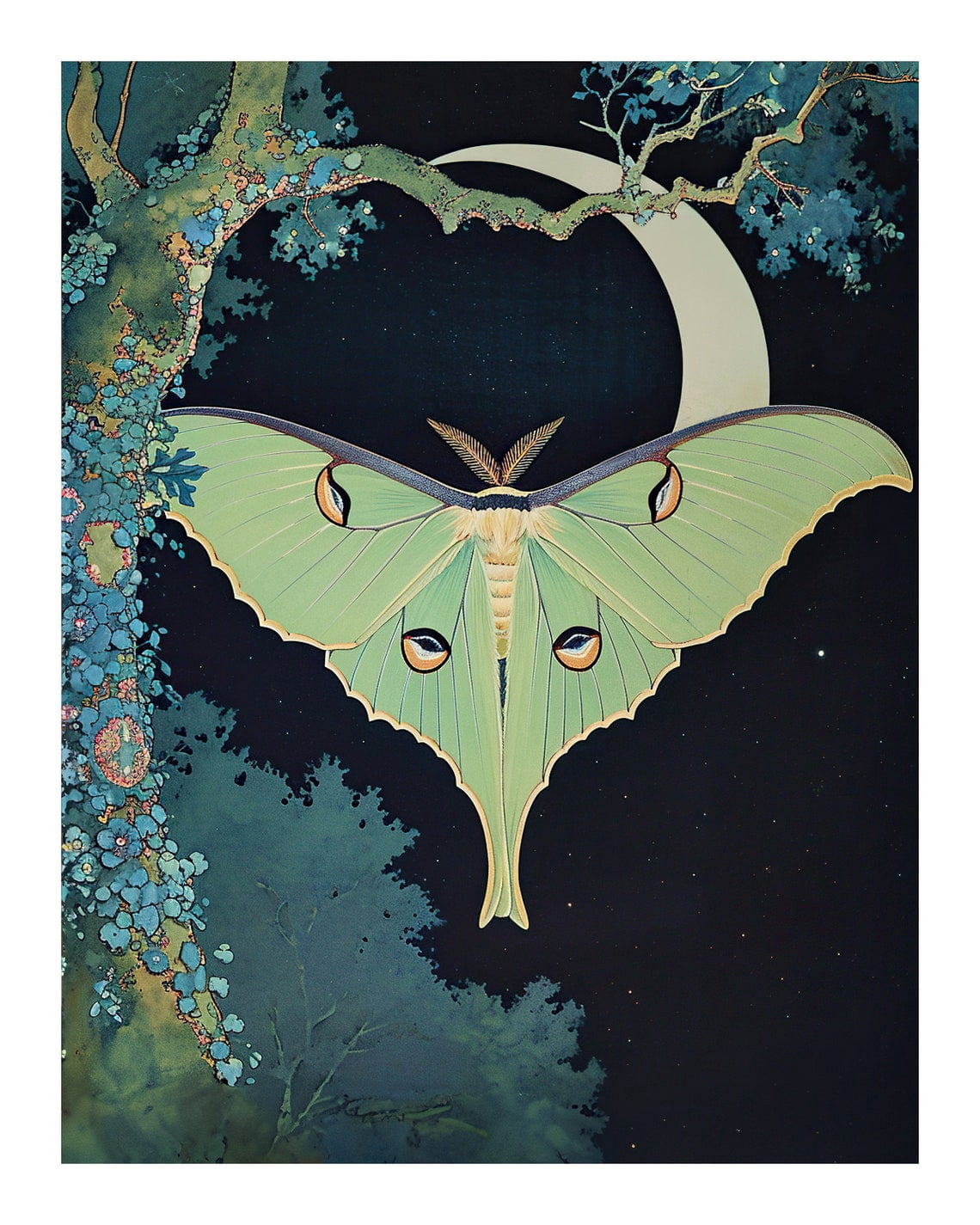 Modroom Vintage Style Luna Moth Fine Art Print • Art Nouveau Decor ...