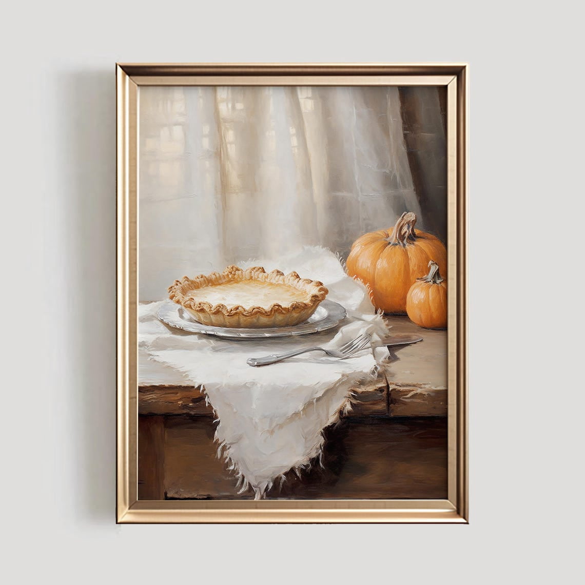 Modroom Pumpkin Pie Print | Thanksgiving Art | Pumpkin Still Life Print ...