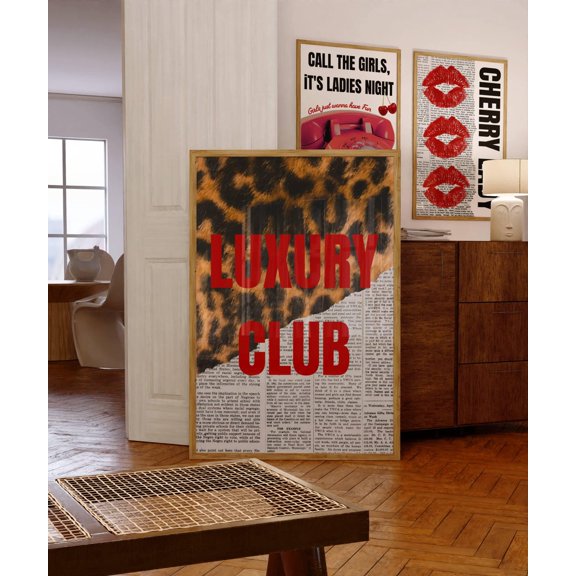 Modroom Red Fashion Wall Art Trendy Leopard Print Magazine Cover Decor Aesthetic Decor Red Funky Art Luxury Club Poster Luxury Wall Art Girly Prints Wall Art, Modern Decor, 12x18 UNFRAMED