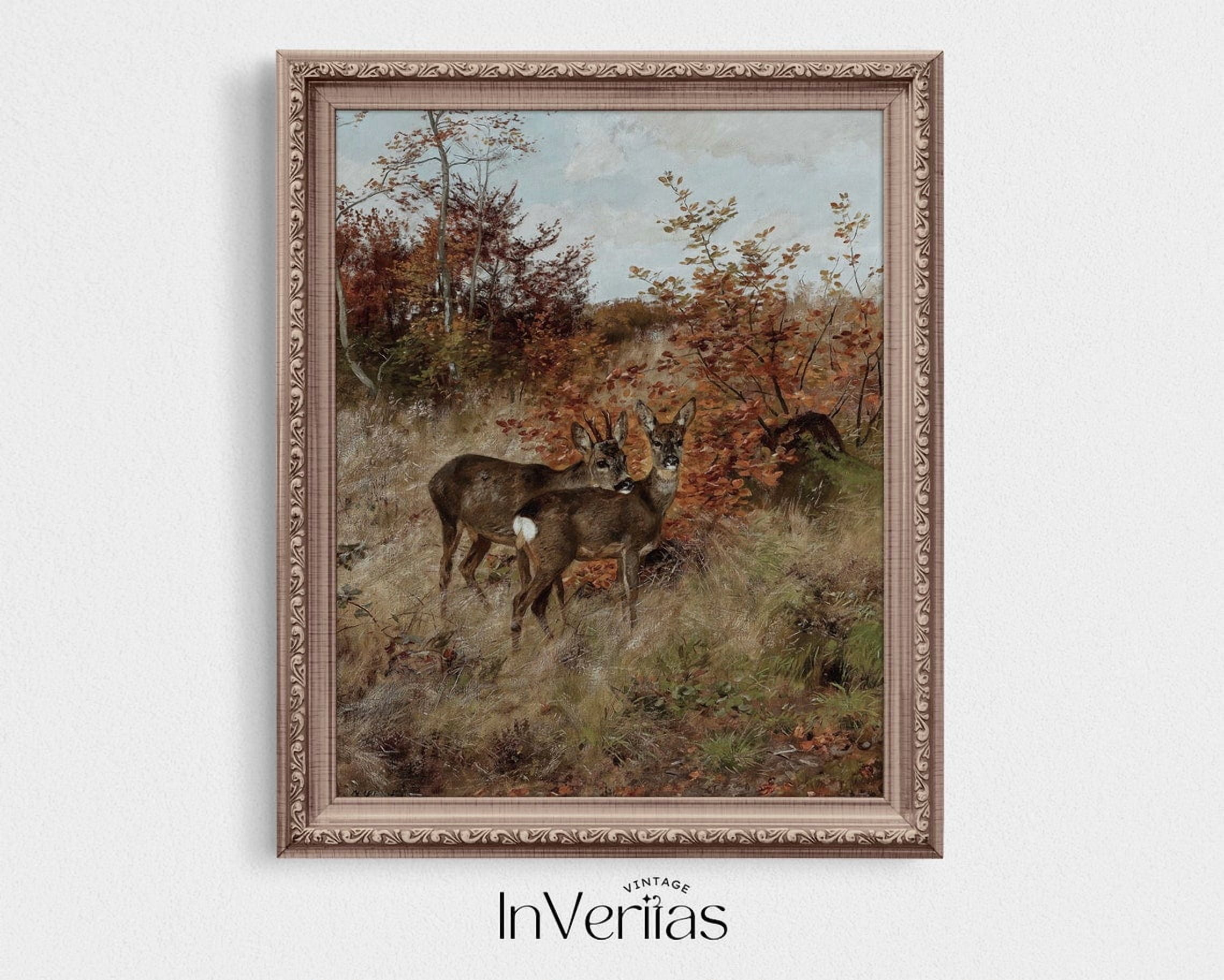 Modroom Rustic Fall Roe Deer Vintage Print, Autumn Farmhouse Wall Art ...