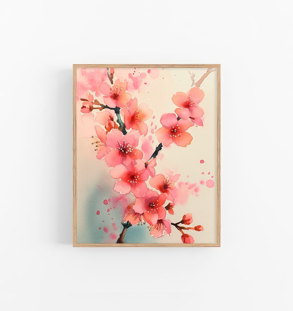 Modroom Sakura Watercolor Art Print Cherry Blossoms Flowers Painting ...
