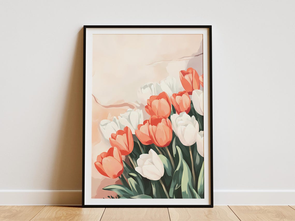 Modroom Spring Garden Tulip Poster Botanical Flower Art Print Romantic ...