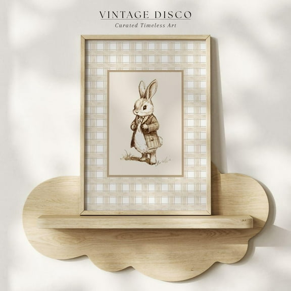 Modroom Storybook Nursery Bunny Rabbit Sketch Print, Neutral Woodland Animal Baby Room Decor, Gender Neutral Nursery Decor, Cute Cottagecore Nursery Wall Art, Modern Wall Decor, 8x12 UNFRAMED