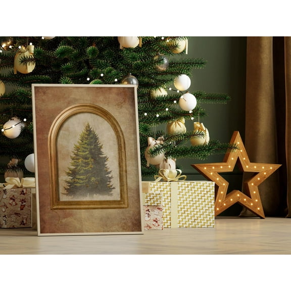 Modroom Studio Mcgee Holiday Tree Print, Viral Holiday Tree Art, Target Decor, Viral Holiday Tree Poster, Evergreen Winter Vintage Print Wall Art, Modern Wall Decor, 8x12 UNFRAMED
