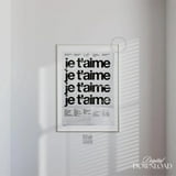 Modroom Stylish French Quote Print Je T'Aime Poster Trendy Teens Room