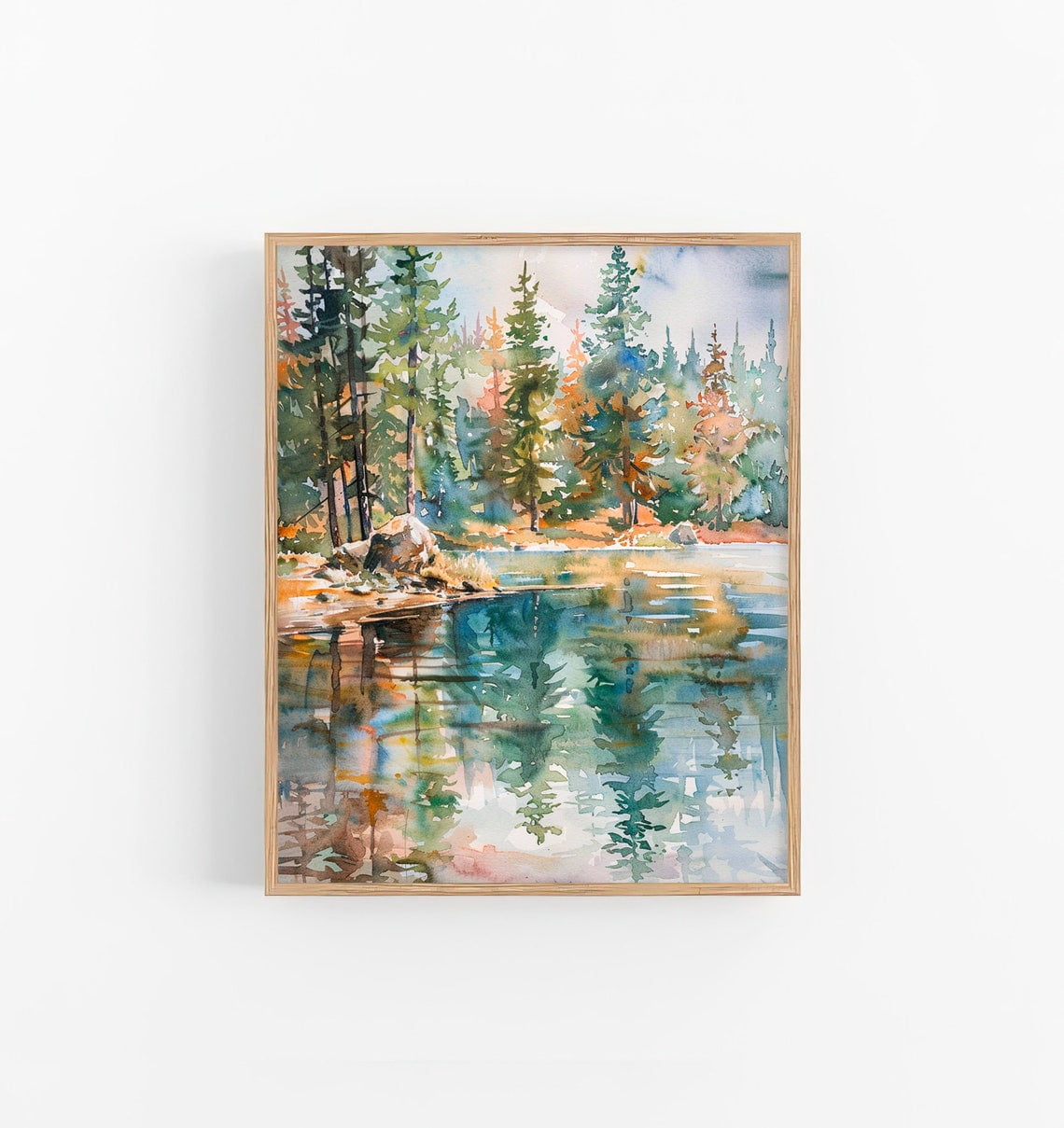 Modroom Tahoe Lake Painting National Pine Forest Landscape Art Print ...