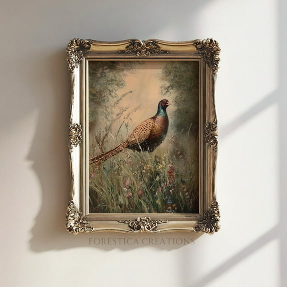 Modroom The Wild Pheasant Poster Rustic Farmhouse Hunting Bird Cottagecore Moody Vintage Wall Art, 24x36 UNFRAMED