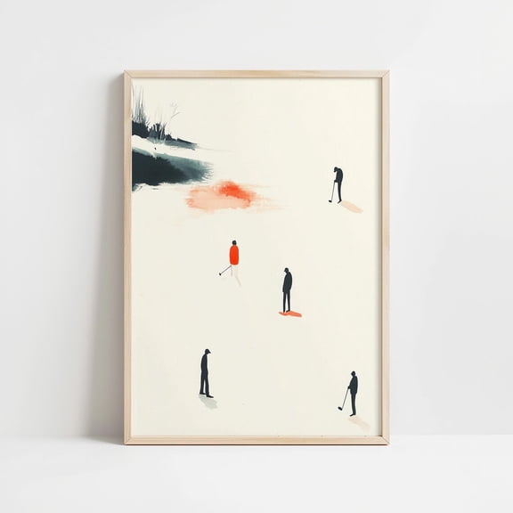 Modroom Tiny Golfers Wall Art Print, Retro Minimalist Golf Poster, Mini Golfers Illustration, Golf Tee Time Wall Art, Modern Wall Decor, 24x36 UNFRAMED
