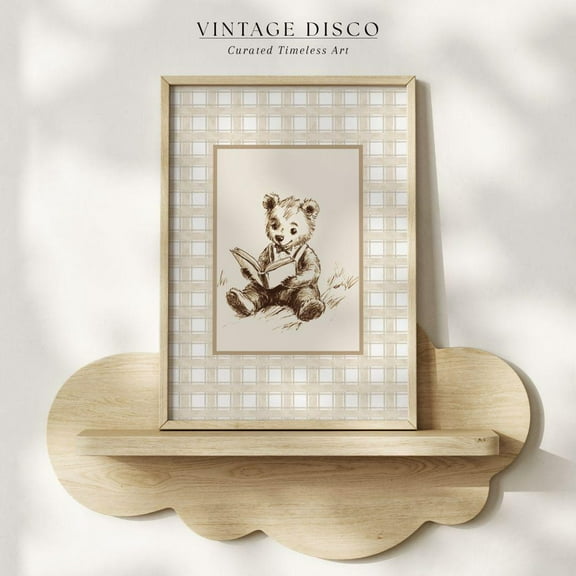 Modroom Vintage Bear Sketch Nursery Wall Art Print, Neutral Woodland Animal Baby Room Decor, Boys Nursery Decor, Cute Animal Cottagecore Nursery Wall Art, Modern Wall Decor, 8x12 UNFRAMED