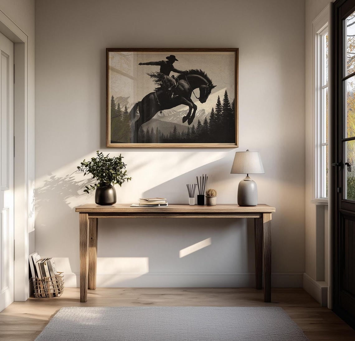 Modroom Vintage Black White Rodeo Print Western Bedroom Poster Cowboy ...