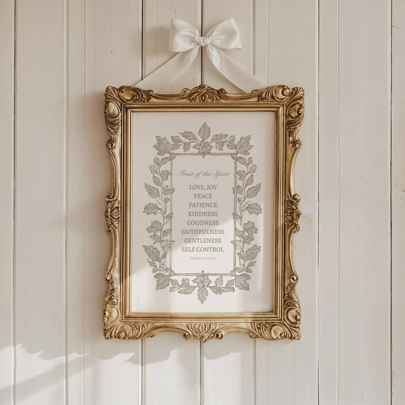 Modroom Vintage Fruit Of The Spirit Wall Art Neutral Bible Verse Print Modern Scripture Home Decor Religious Gift For Mom Subtle Christian Art Brown Wall Art, Modern Wall Decor, 24x36 UNFRAMED