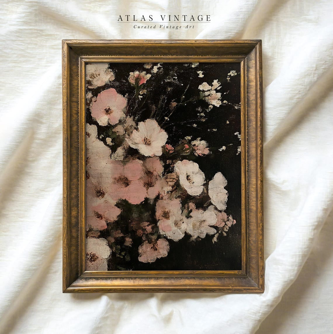 Modroom Vintage Moody Pink Flower Still Life Print, Dark Academia ...