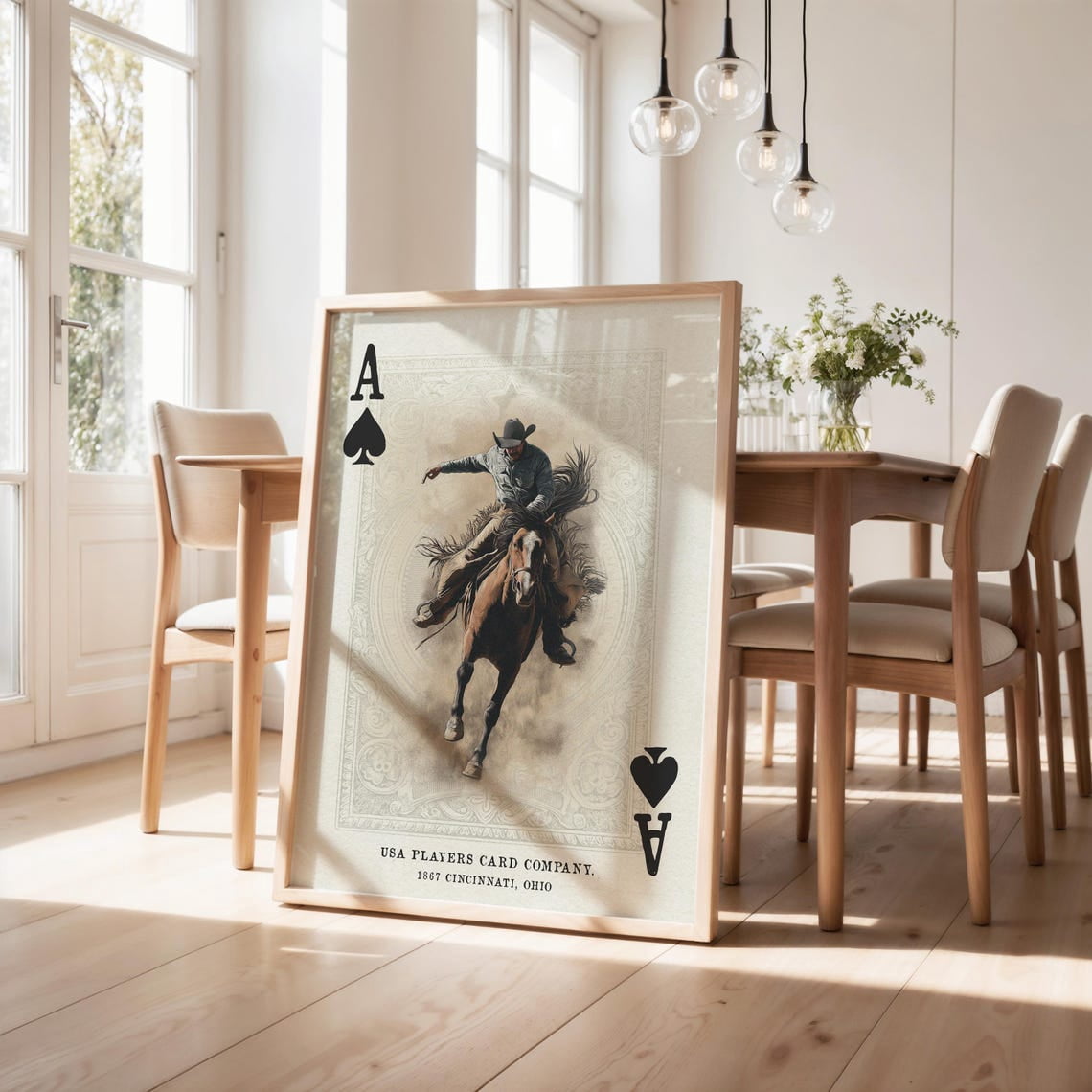 Modroom Vintage Playing Card Rodeo Print Western Bedroom Poster Cowboy ...