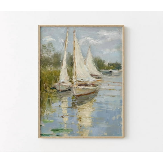 Modroom Vintage Sailboat Lake House Wall Art | Nautical Art Print | Spl4, Modern Wall Art Decor, 8x12 UNFRAMED