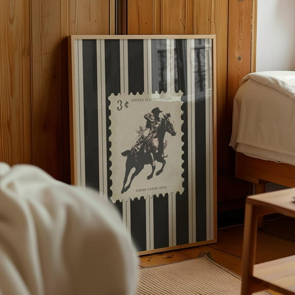 Modroom Vintage Striped Rodeo Print Western Bedroom Poster Cowboy Wall Art Rustic Mid West Mid Century Modern Decor Retro Horse Aesthetic Print Wall Art, Modern Wall Decor, 24x36 UNFRAMED