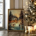 thumbnail image 1 of Modroom Vintage Winter Holiday Ice Skate Wall Art, Cozy Winter Town Night Scene For Seasonal Decor Wall Decor, 16x24 UNFRAMED, 1 of 3