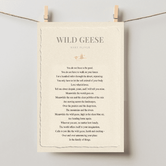 Modroom Wild Geese by Mary Oliver Poem Print Inspirational Nature Quote Unframed Paper Poster 8x10in