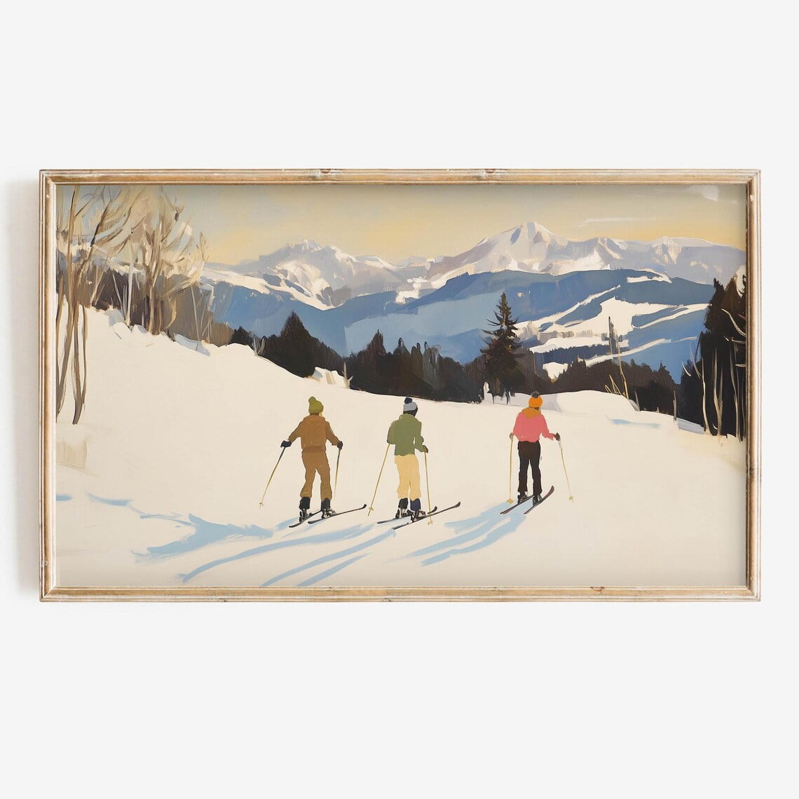 Modroom Winter Tv Art Ski Painting Tv Background Colorful Holiday