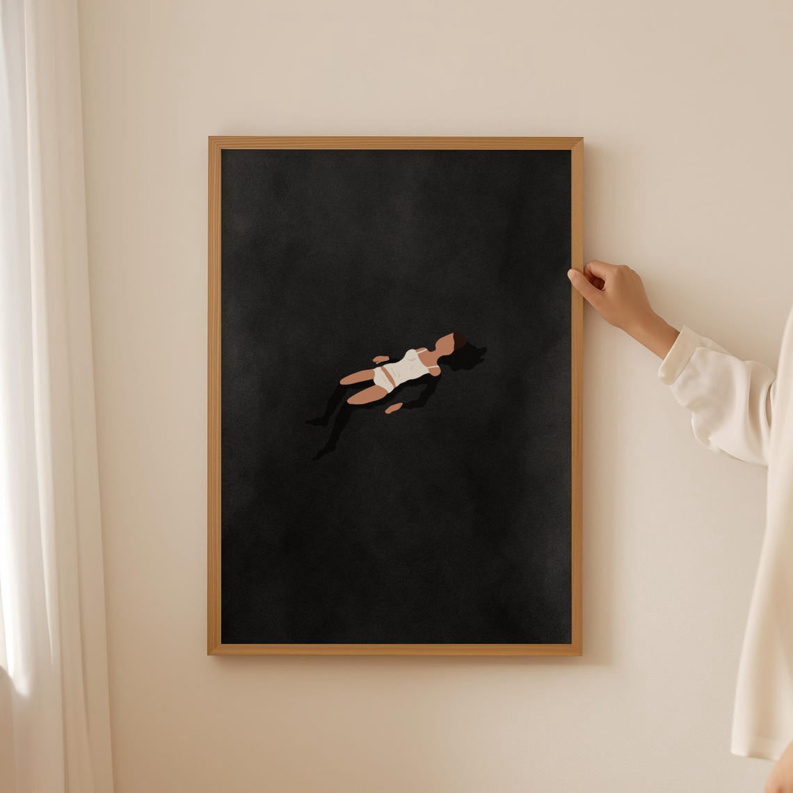 Modroom Woman Floating Poster, Dark Swimming In Black Water Art ...