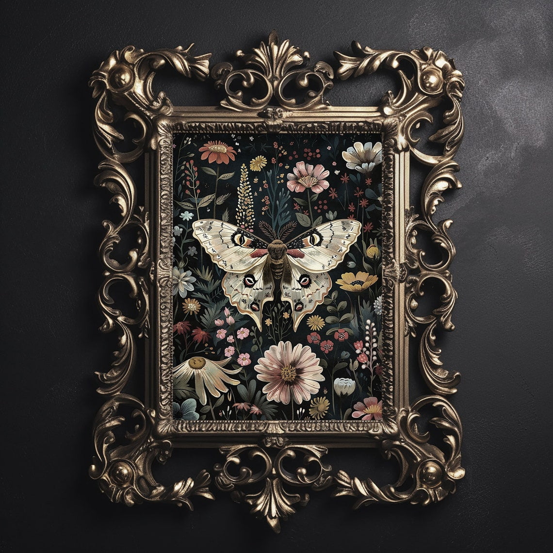 Modroom Woodland Flower Moth Poster, Gothic Dark Academia Vintage ...