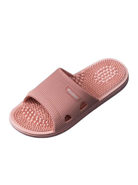 Acupressure Massage Slippers for Women Men Non Slip Plantar Fasciitis Shower Sandals Summer Comfortable Indoor Slides size 6.5 Red