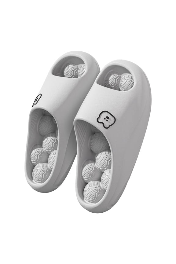 Bubble Shower Shoes Non Slip Quick Drying Slides Comfortable Massage Indoor Slippers Summer Sandals with Drain Holes size 6 Grey