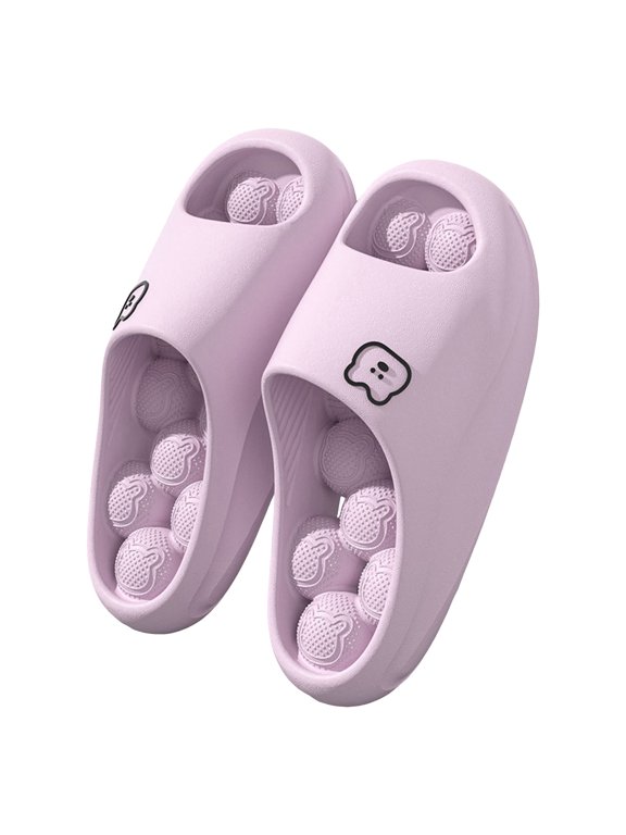 Bubble Shower Shoes Non Slip Quick Drying Slides Comfortable Massage Indoor Slippers Summer Sandals with Drain Holes size 6 Purple